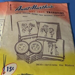 Vintage Aunt Martha’s Hot Iron Transfers. 3630- Activate The Dishes